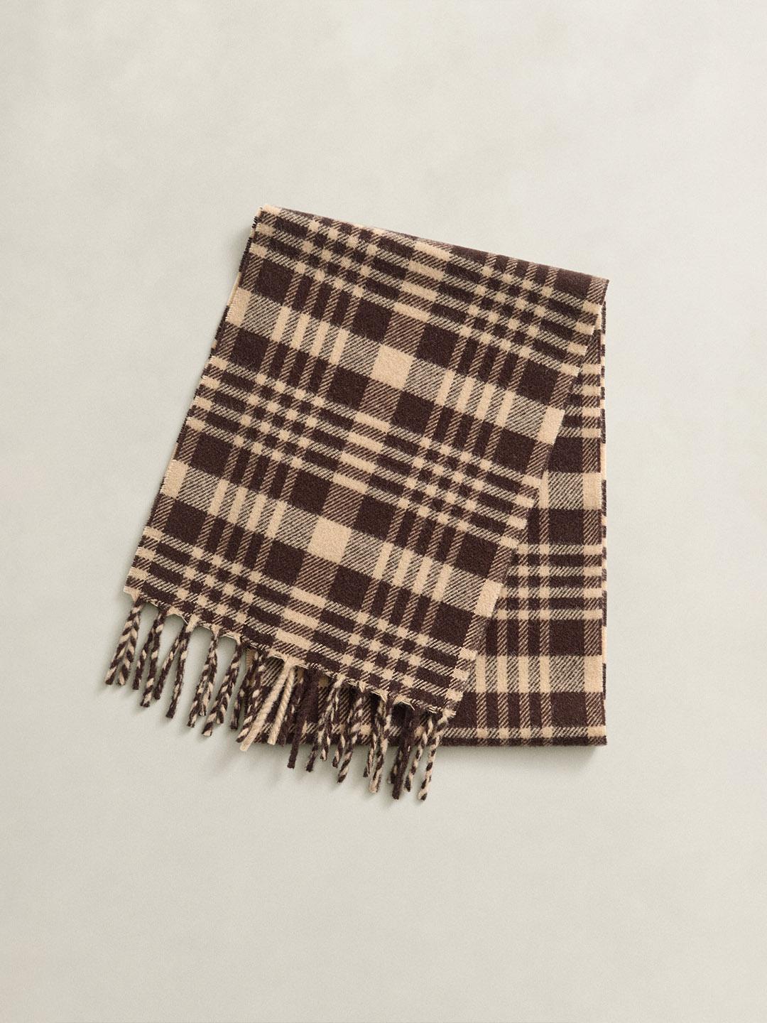 Gant Men Brown Checked Lambswool Scarf