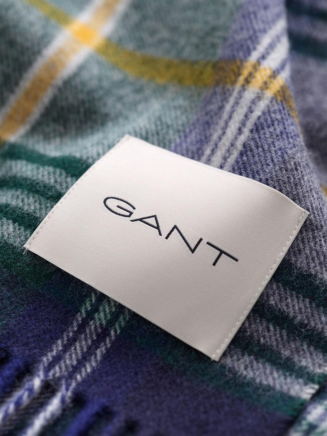 Gant Men Blue Checked Merinowool Scarf