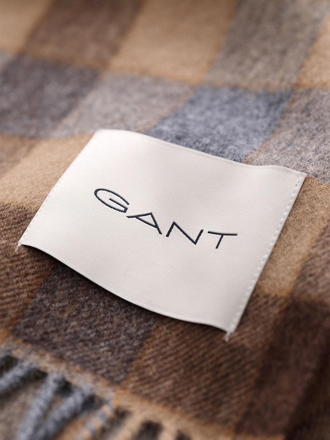 Gant Men Khaki Checked Merinowool Scarf
