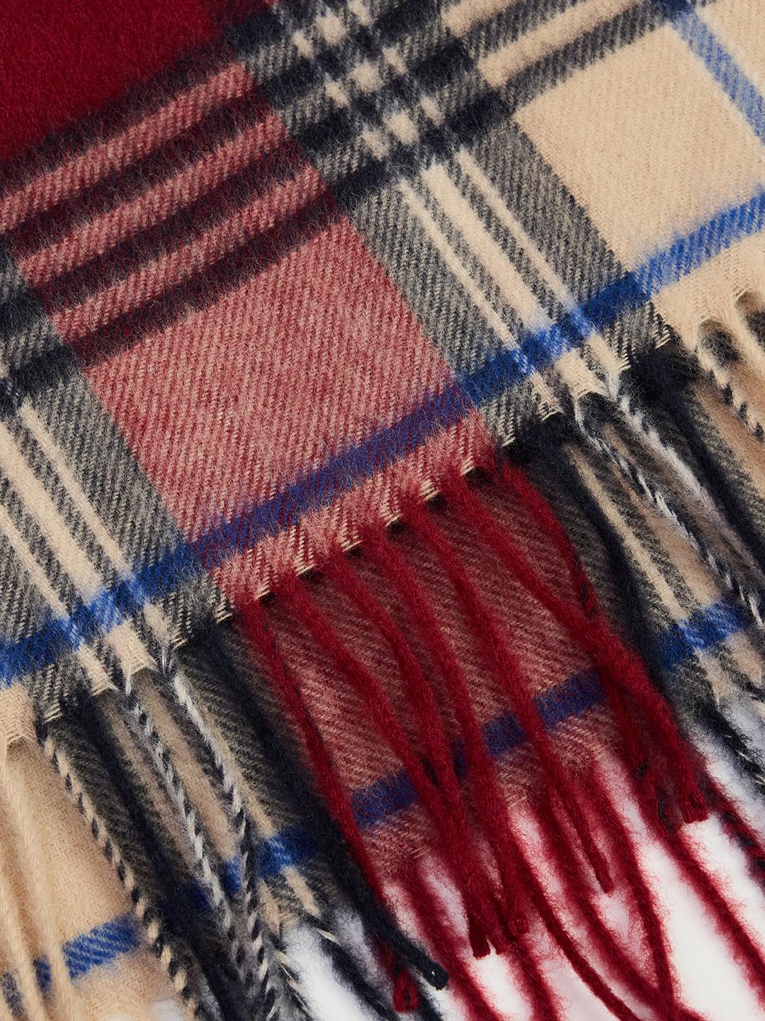 Gant Men Red And Cream Checked Merinowool Scarf