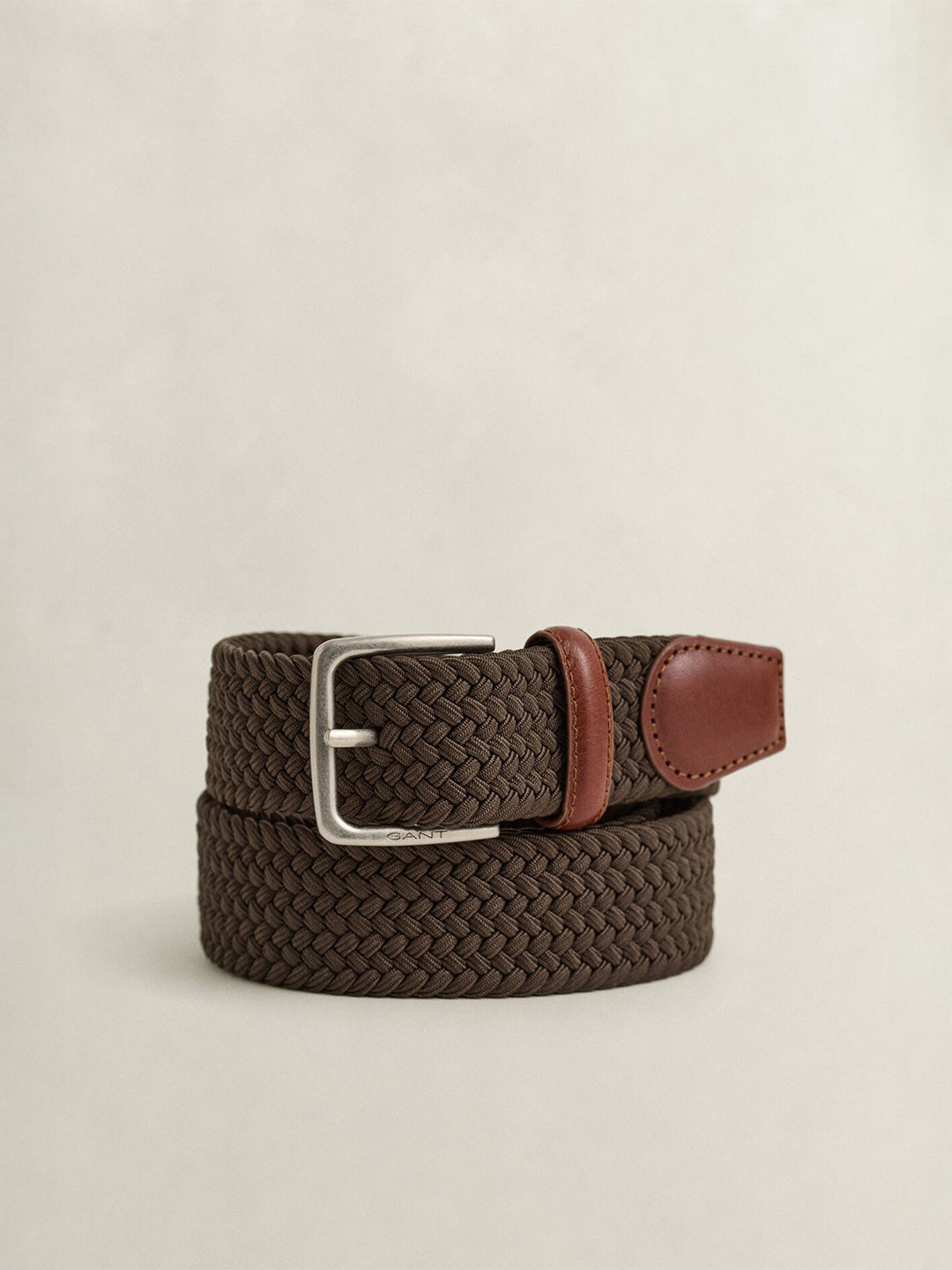 Gant Brown Solid Men Braided Elastic Belt