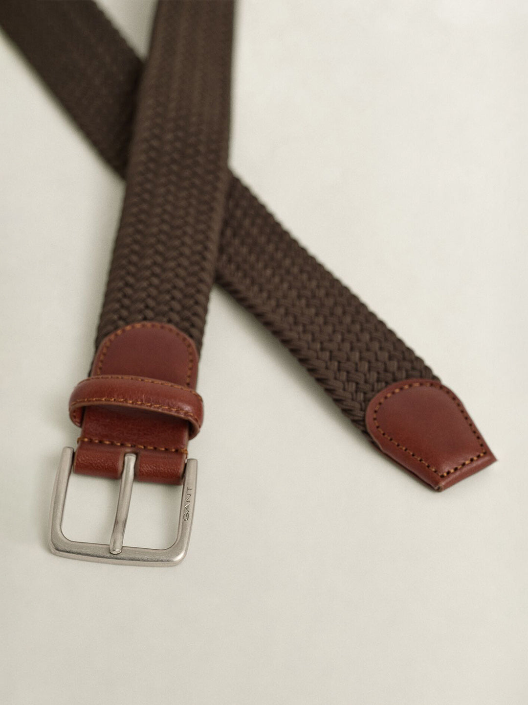 Gant Brown Solid Men Braided Elastic Belt