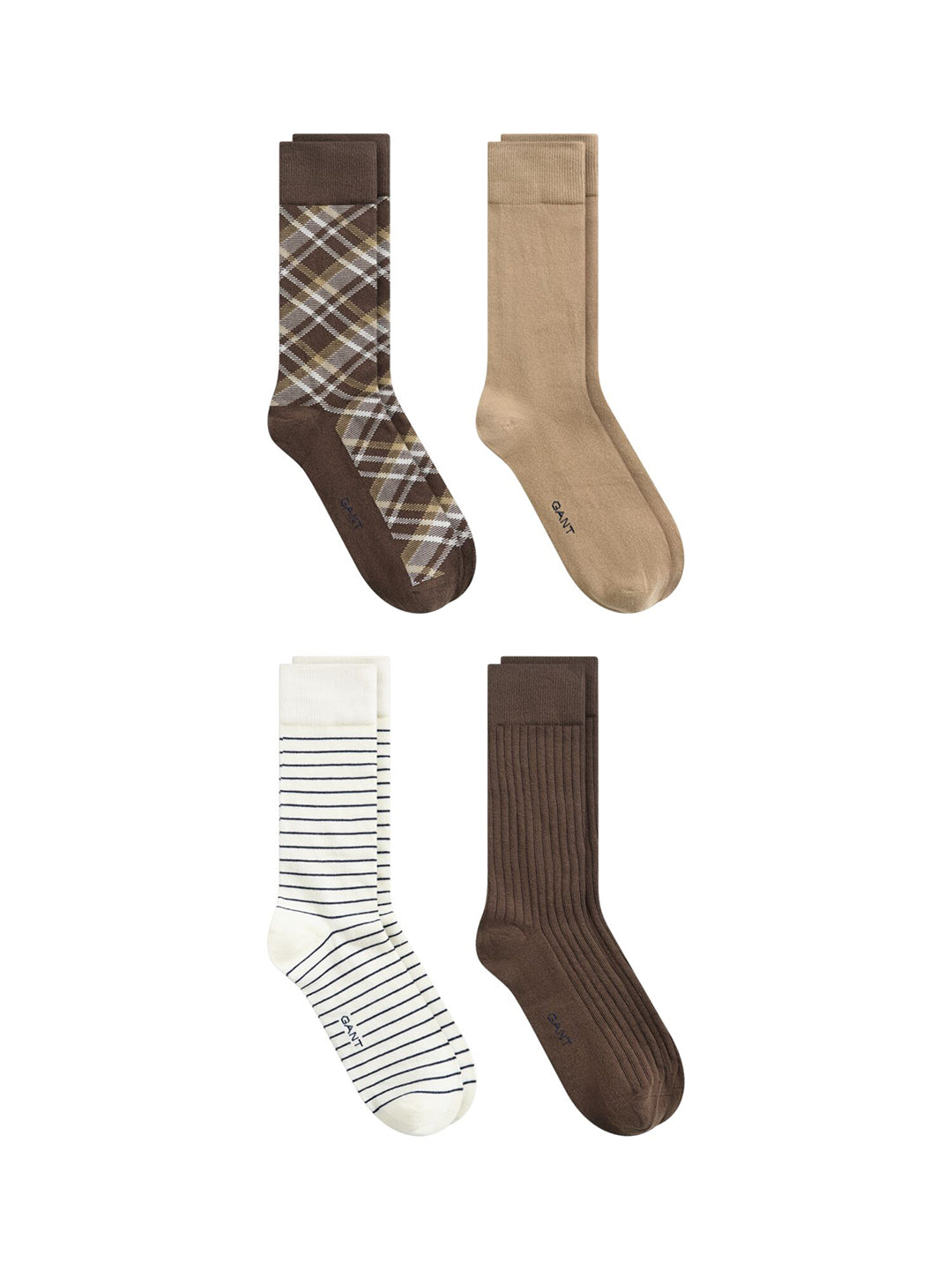 Gant Brown Checked Men Socks Pack of 4 (Gift Box)
