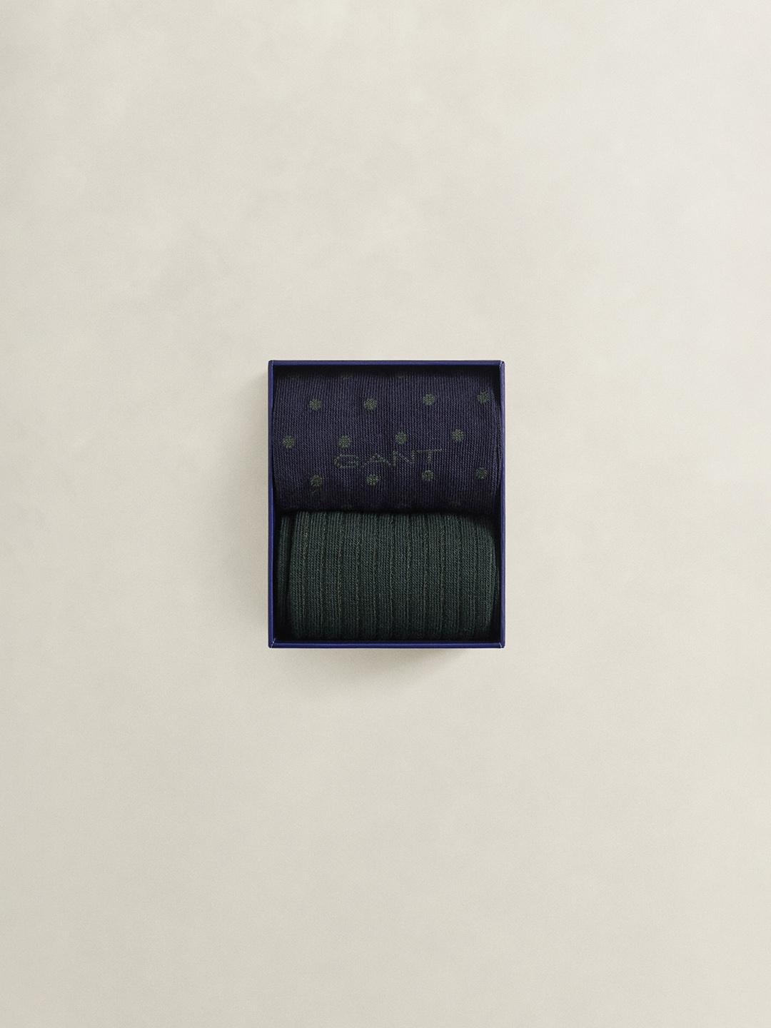 Gant Men Multicolour Regular Fit Solid Socks - Pack Of 2