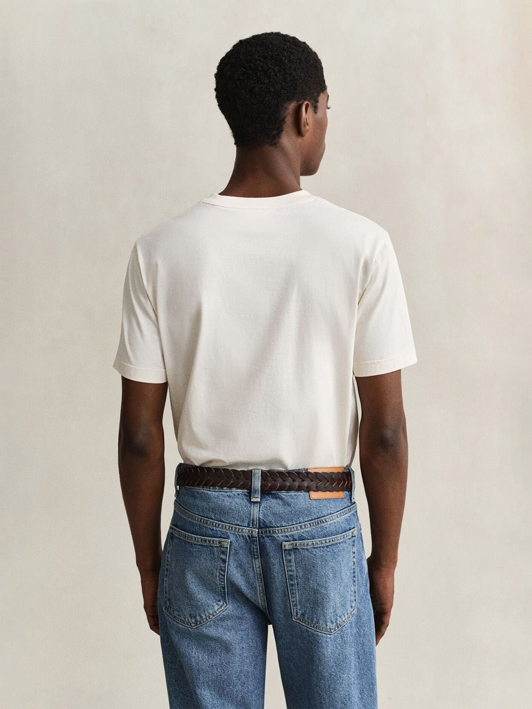 Gant Men Off White Graphic Regular Fit Pure Cotton T-Shirt