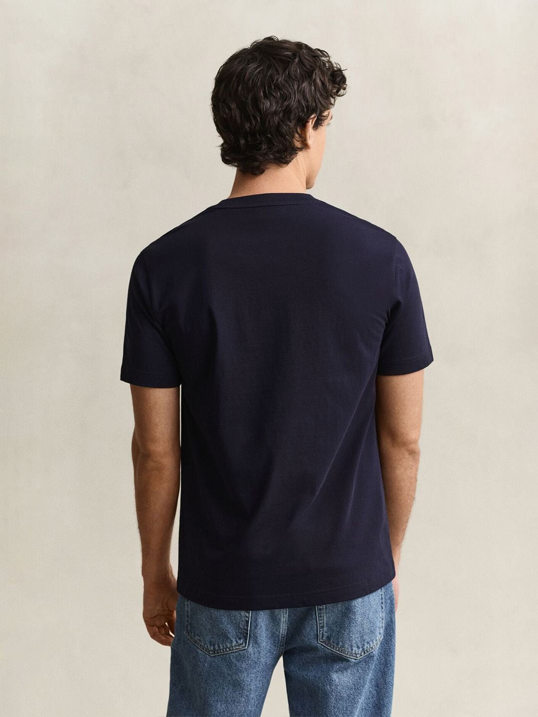 Gant Men Navy Blue Graphic Regular Fit Pure Cotton T-Shirt
