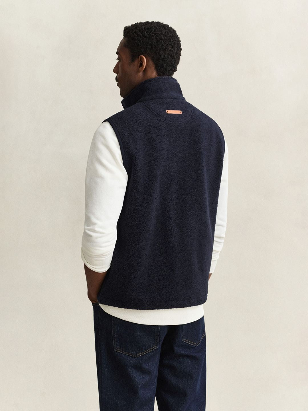 Gant Men Navy Blue Solid Regular Fit Fleece Jacket