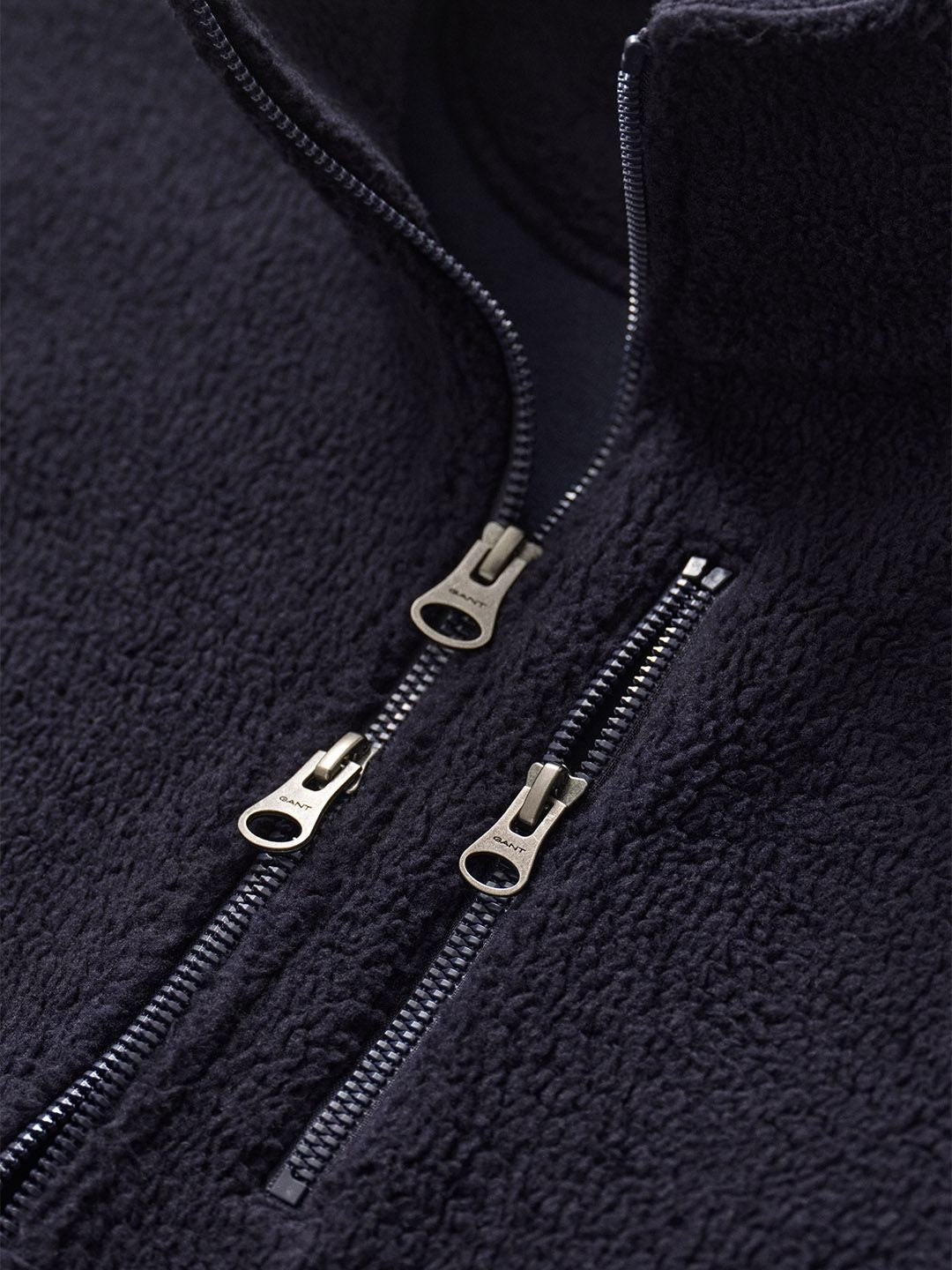 Gant Men Navy Blue Solid Regular Fit Fleece Jacket