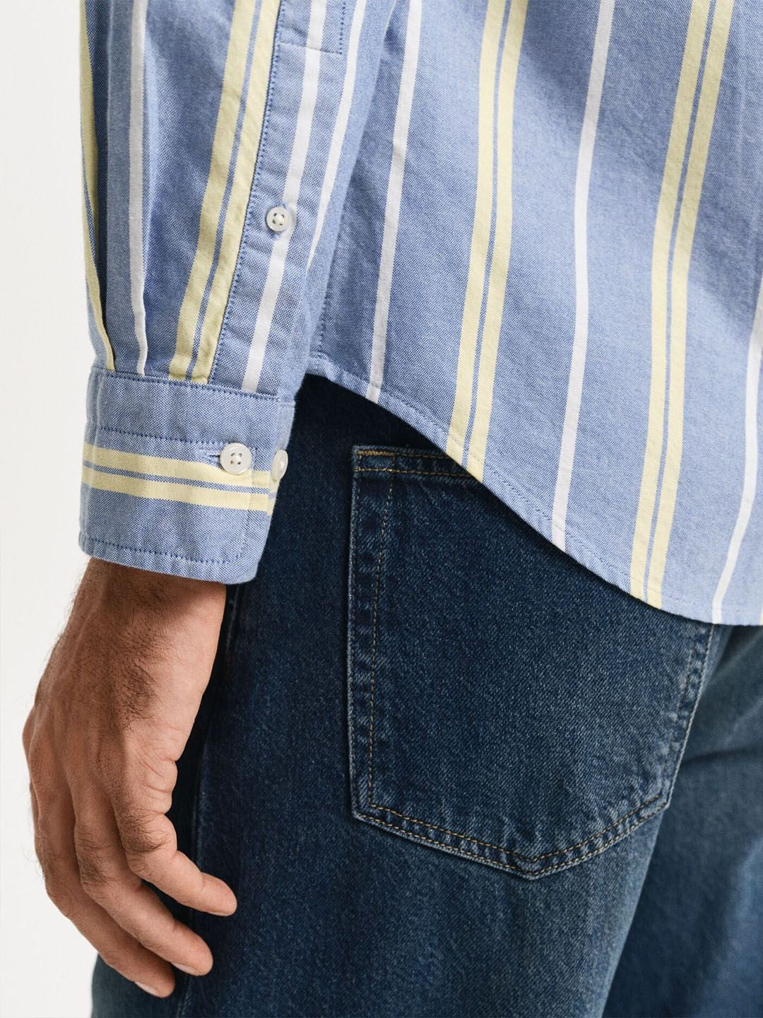 GANT Men Light Blue Striped Regular Fit Archive Oxford Shirt