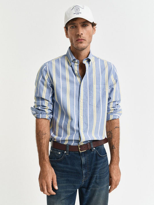 GANT Men Light Blue Striped Regular Fit Archive Oxford Shirt