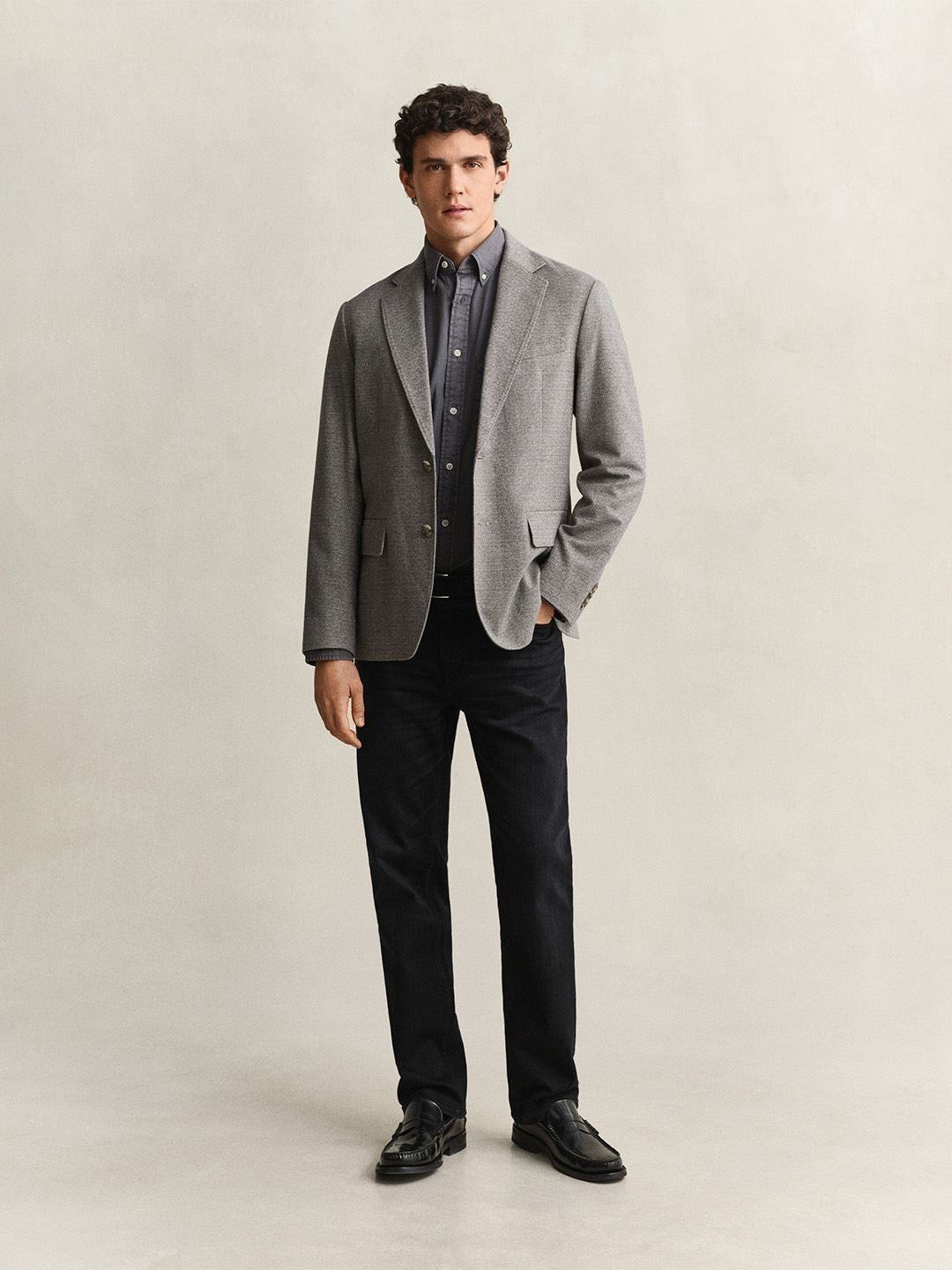 GANT Men Grey Solid Regular Fit Twill Shirt