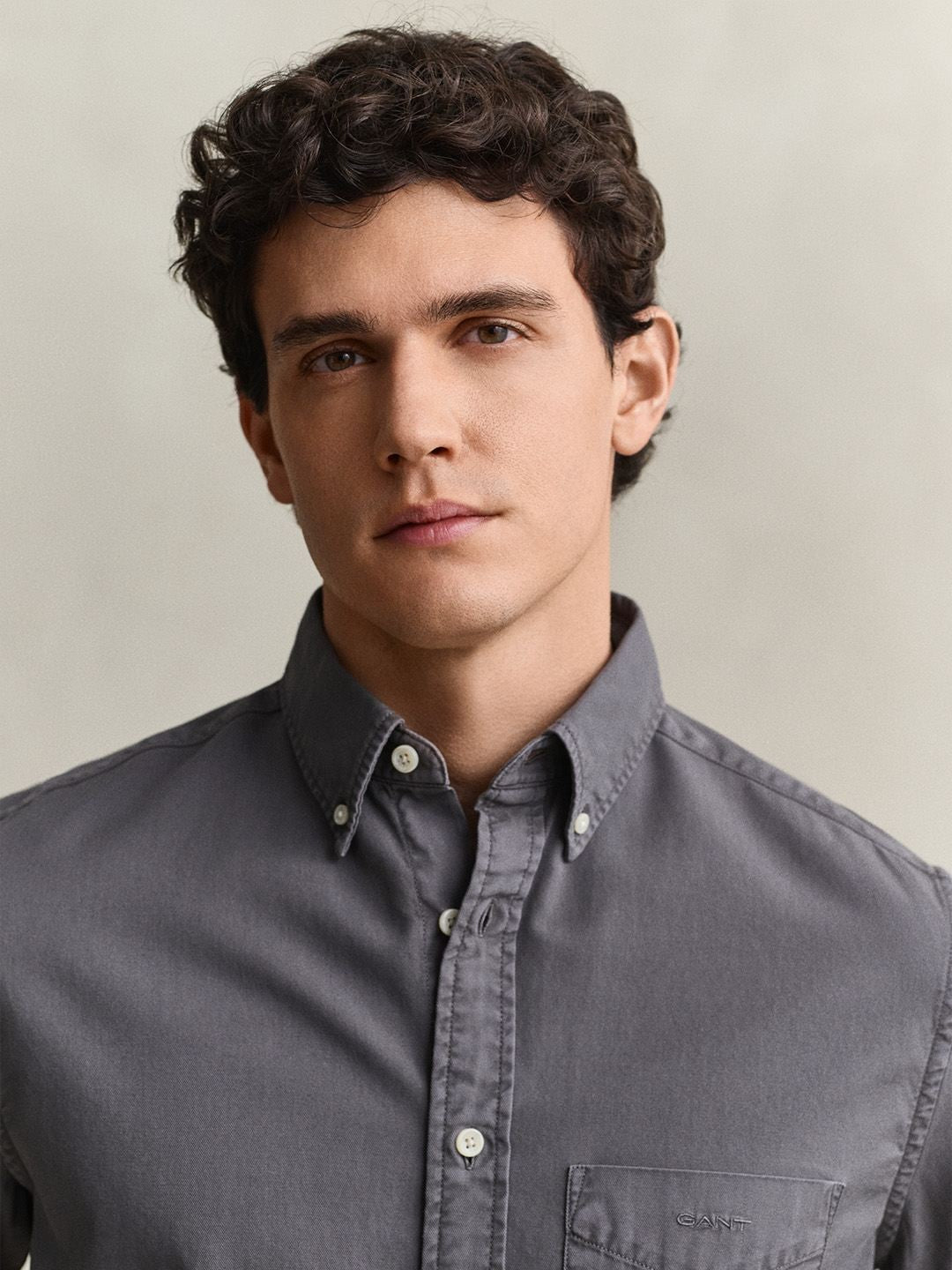 GANT Men Grey Solid Regular Fit Twill Shirt