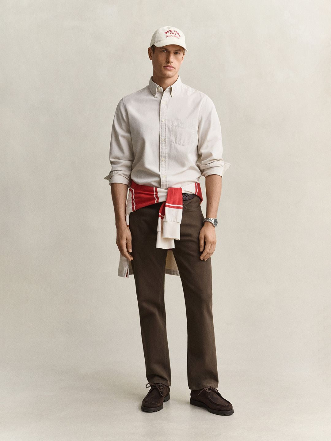 GANT Men Beige Solid Regular Fit Twill Shirt