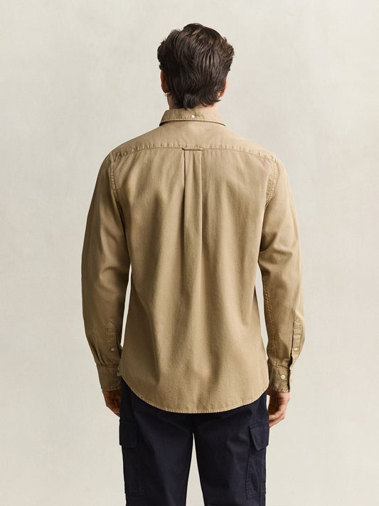 GANT Men Beige Solid Regular Fit Twill Shirt
