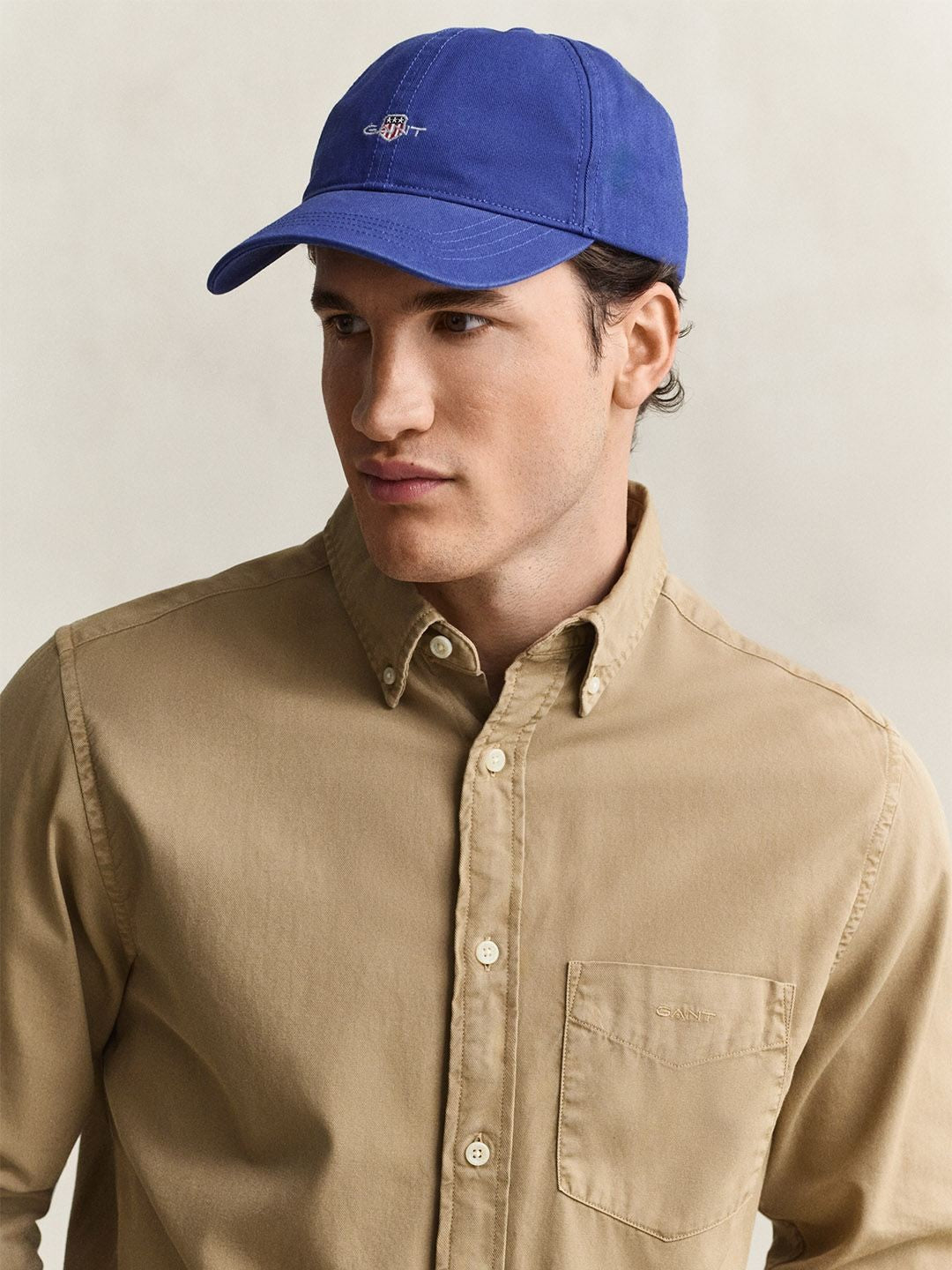 GANT Men Beige Solid Regular Fit Twill Shirt