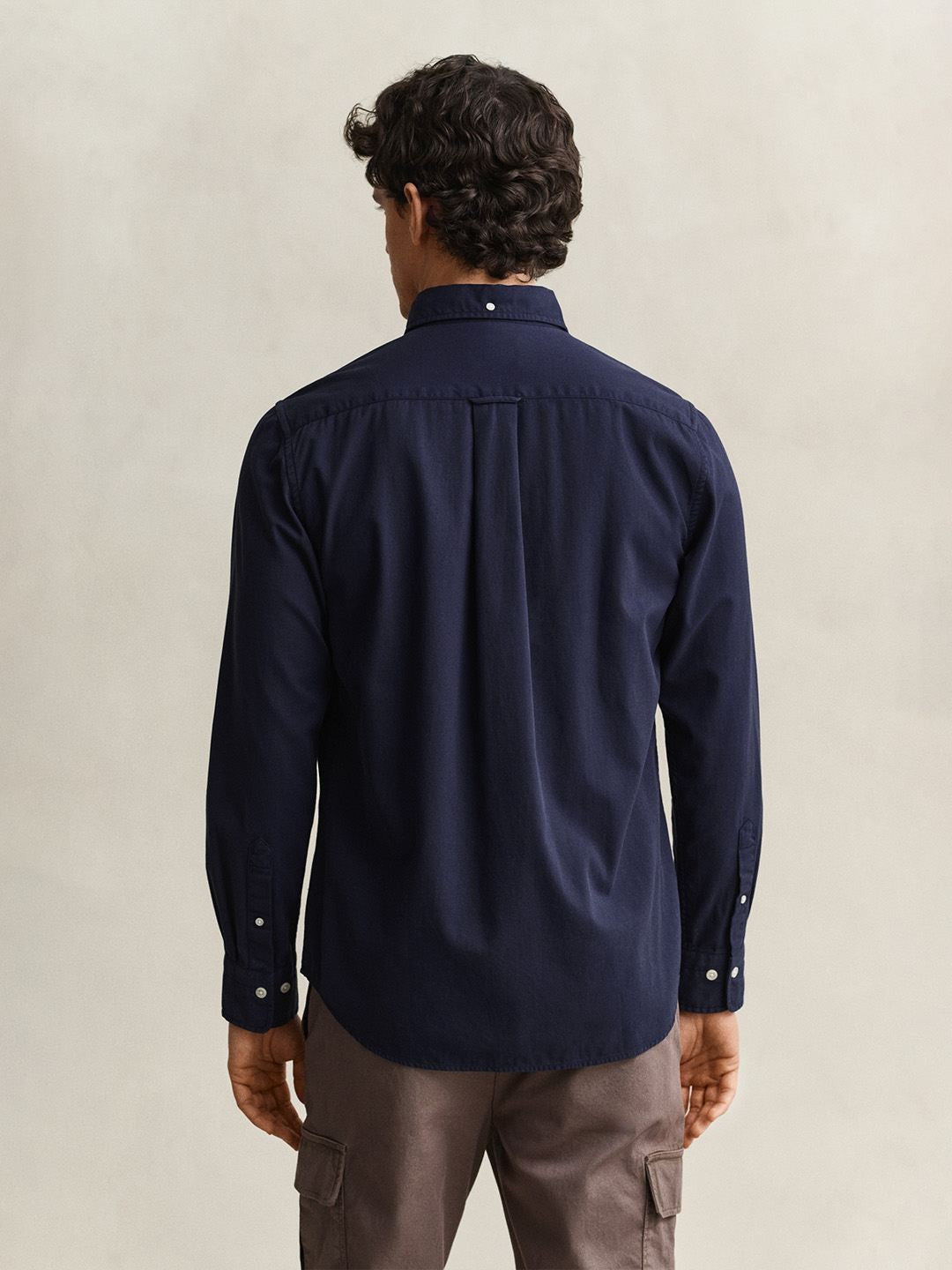 GANT Men Navy Blue Solid Regular Fit Twill Shirt