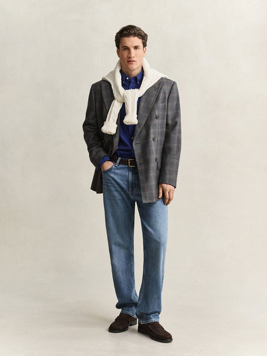 GANT Men Blue Solid Regular Fit Twill Shirt