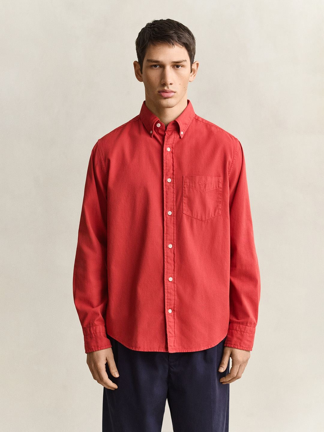GANT Men Red Solid Regular Fit Twill Shirt