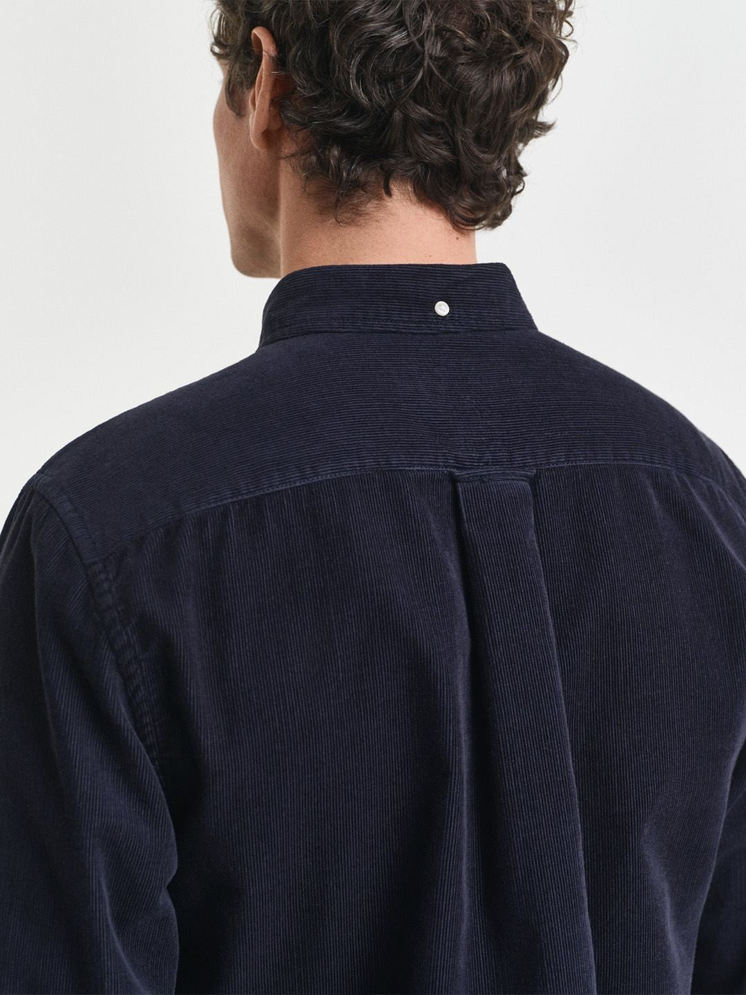 Gant Men Navy Blue Solid Regular Fit Corduroy Shirt