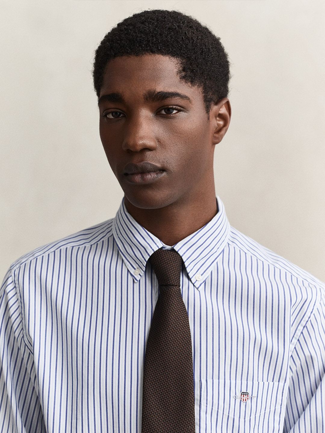 Gant Men Light Blue Striped Regular Fit Poplin Shirt