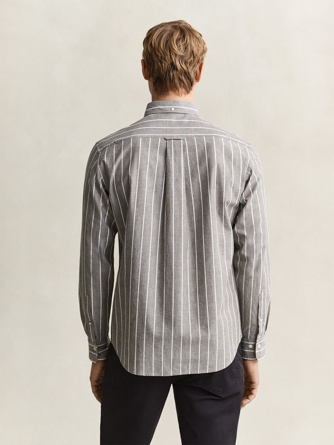 Gant Men Brown Striped Regular Fit Poplin Shirt