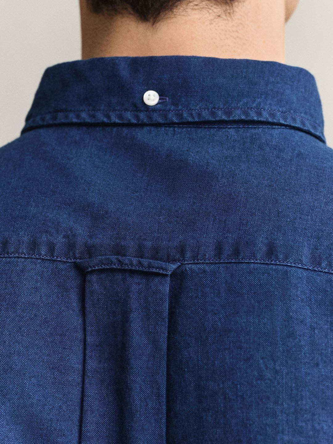 GANT Men Navy Blue Solid Regular Fit Oxford Shirt