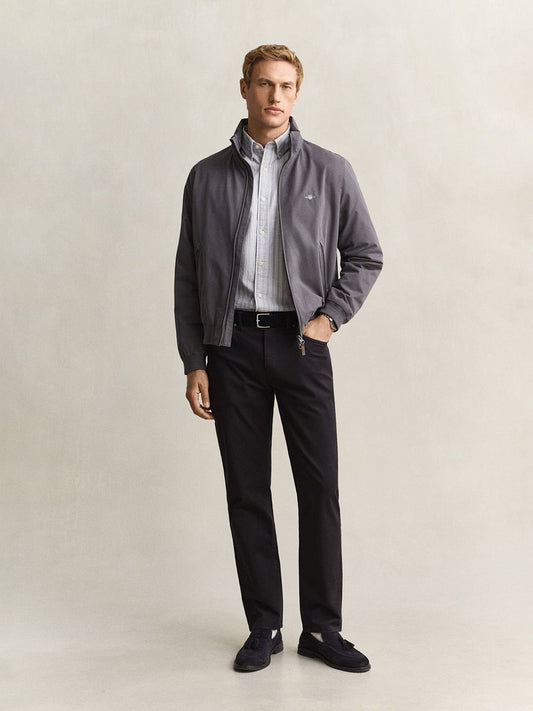Gant Men Light Grey Striped Regular Fit Classic Oxford Shirt