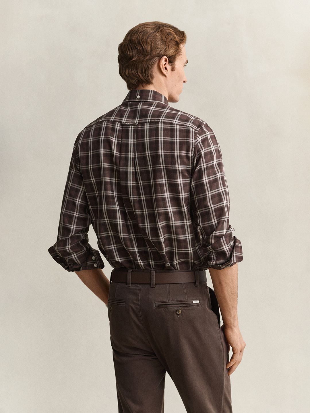 GANT Men Brown Checked Regular Fit Twill Shirt
