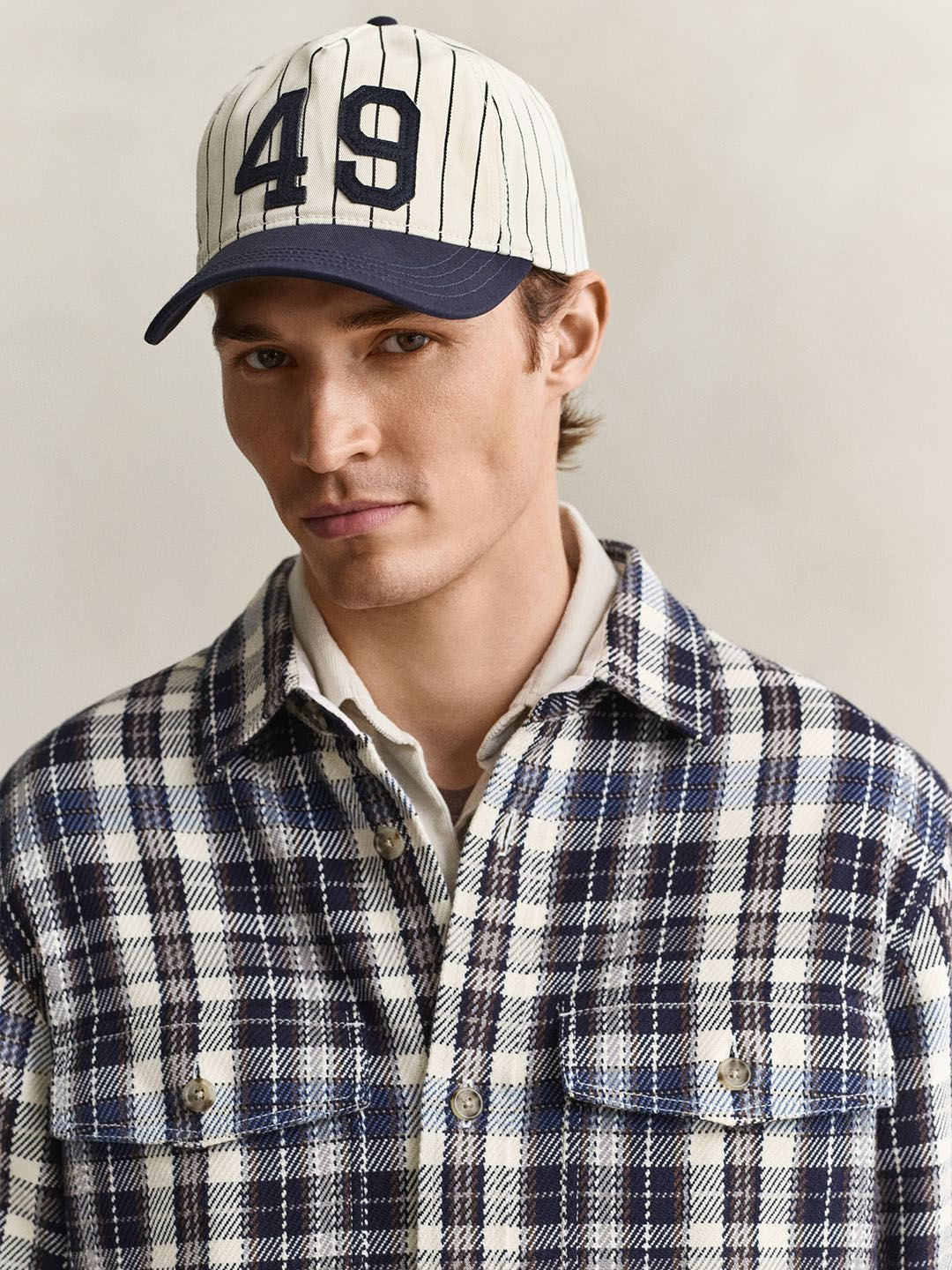 GANT Men Navy Blue Checked Regular Fit Twill Shirt