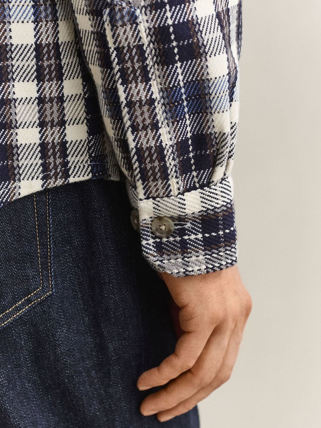 GANT Men Navy Blue Checked Regular Fit Twill Shirt