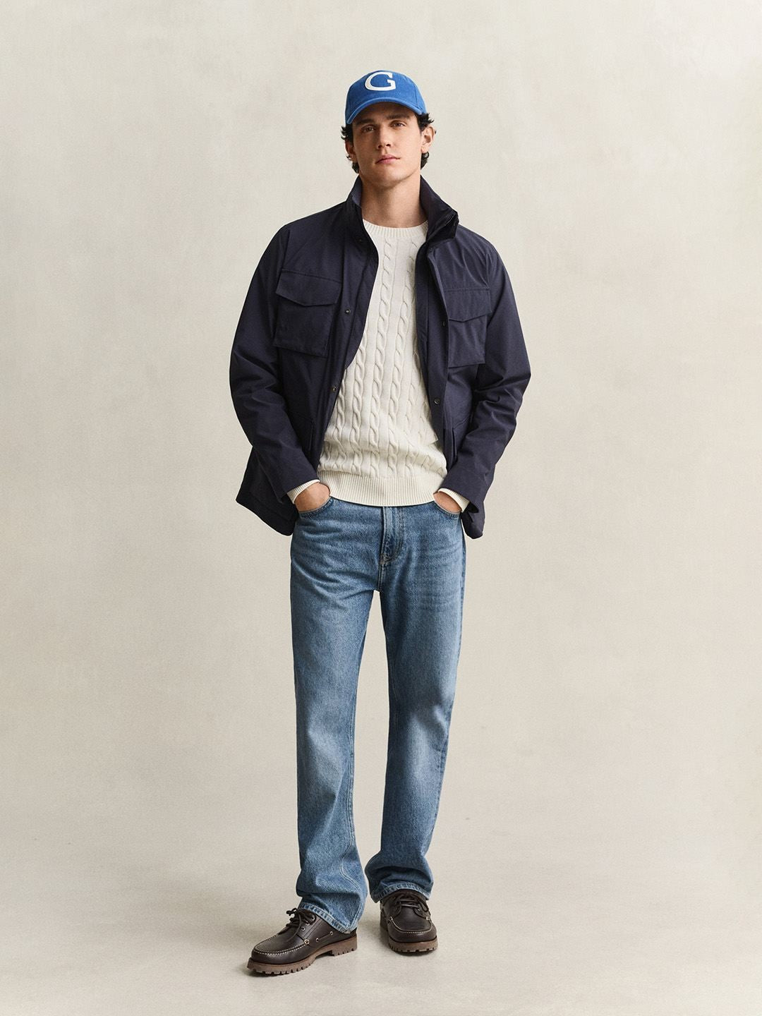 Gant Men Navy Blue Solid Regular Fit Jacket