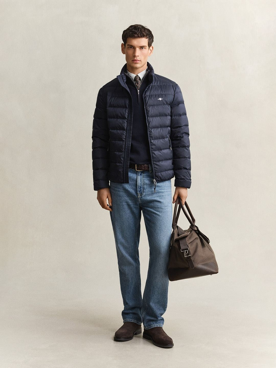 Gant Men Navy Blue Quilted Regular Fit Puffer Jacket