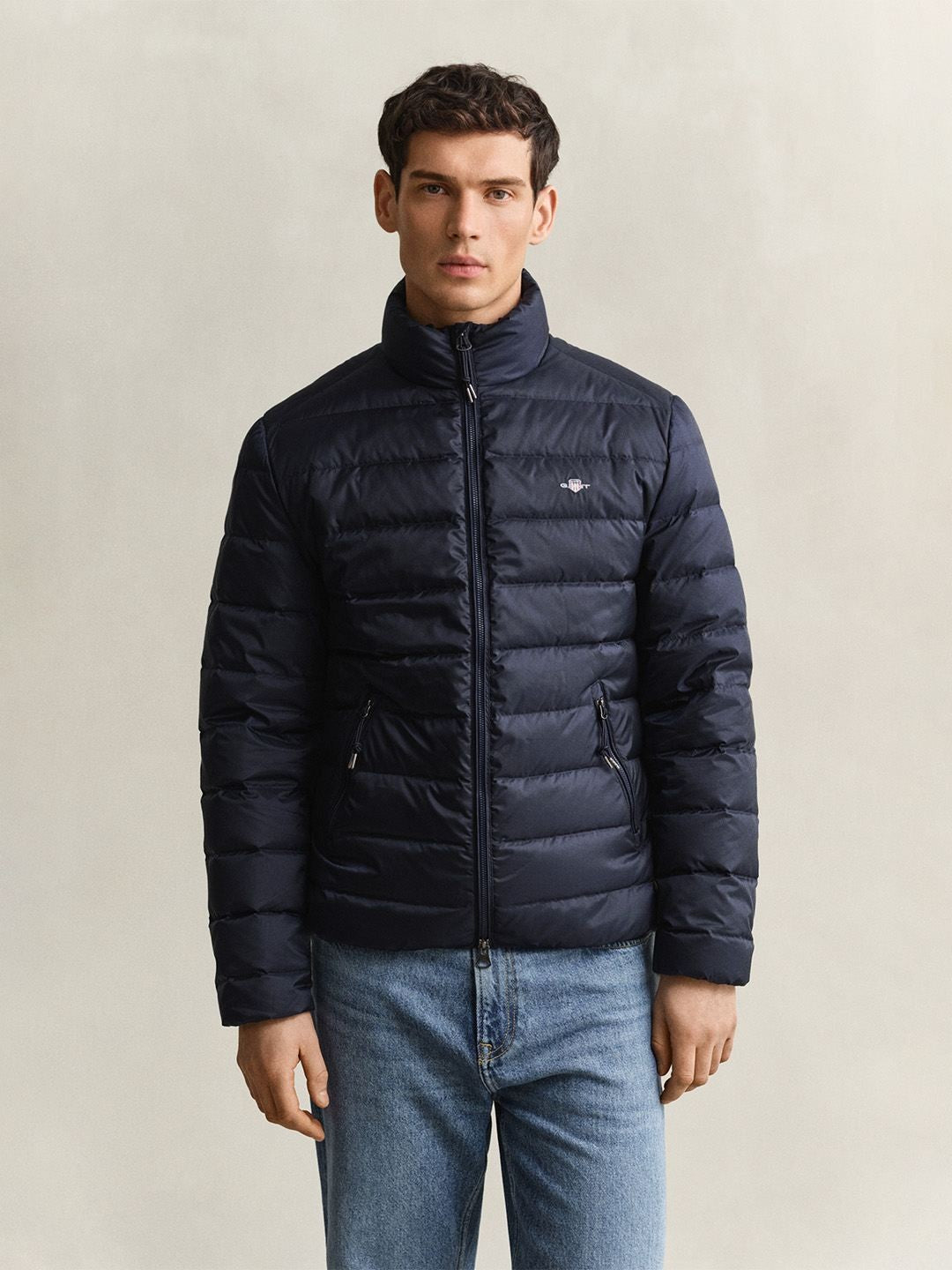Gant Men Navy Blue Quilted Regular Fit Puffer Jacket