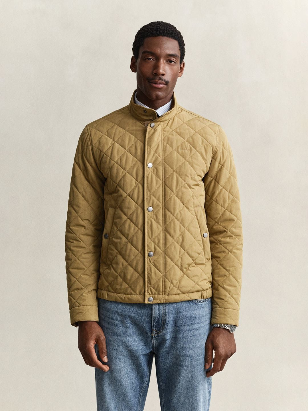 Gant Men Khaki Quilted Regular Fit Classic Quilted Jacket