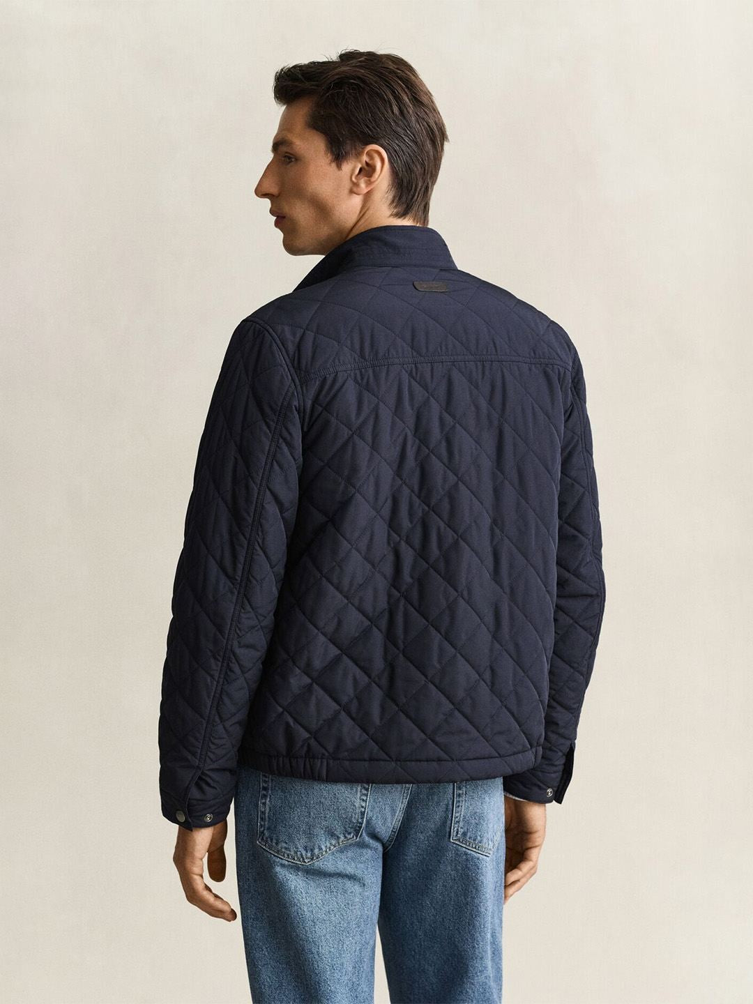 Gant Men Navy Blue Regular Fit Classic Quilted Jacket