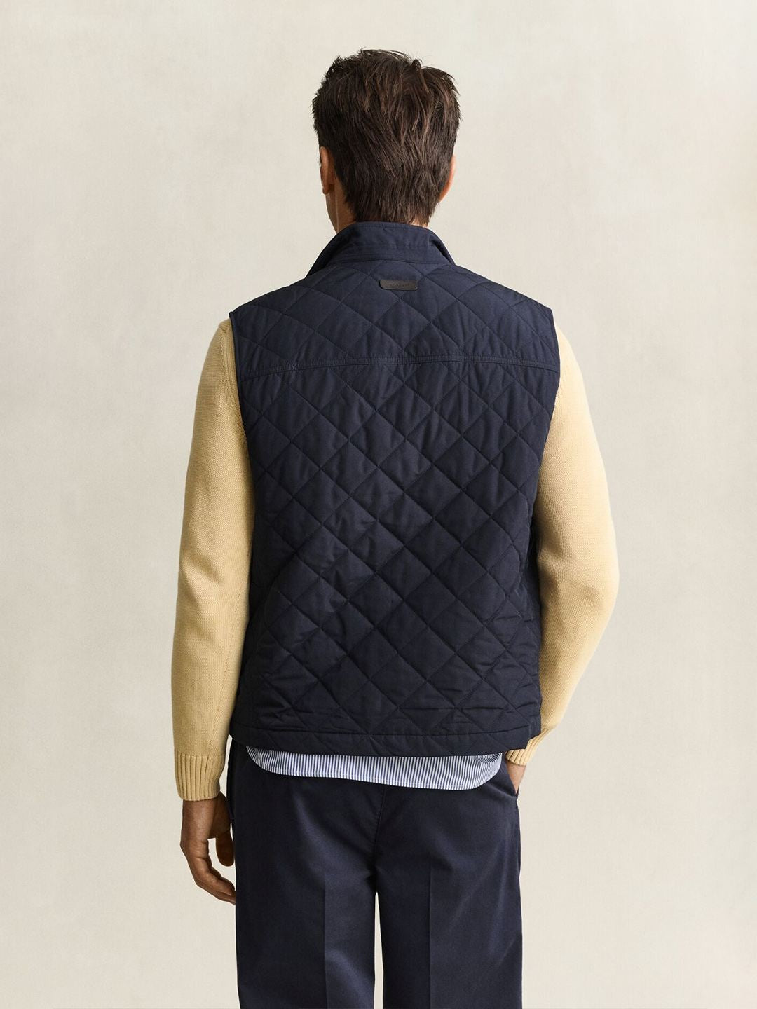 Gant Men Navy Blue Regular Fit Classic Quilted Jacket
