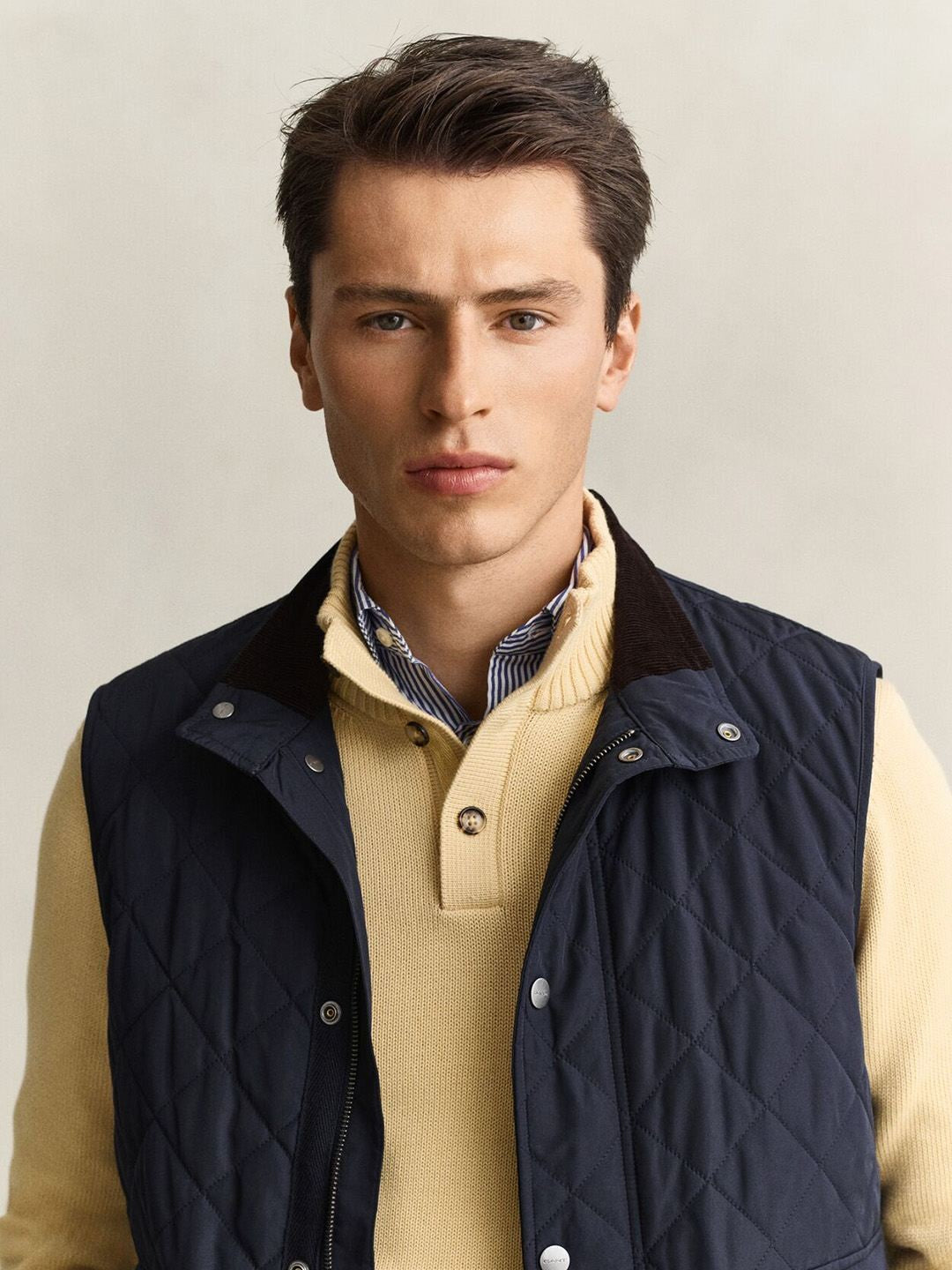 Gant Men Navy Blue Regular Fit Classic Quilted Jacket