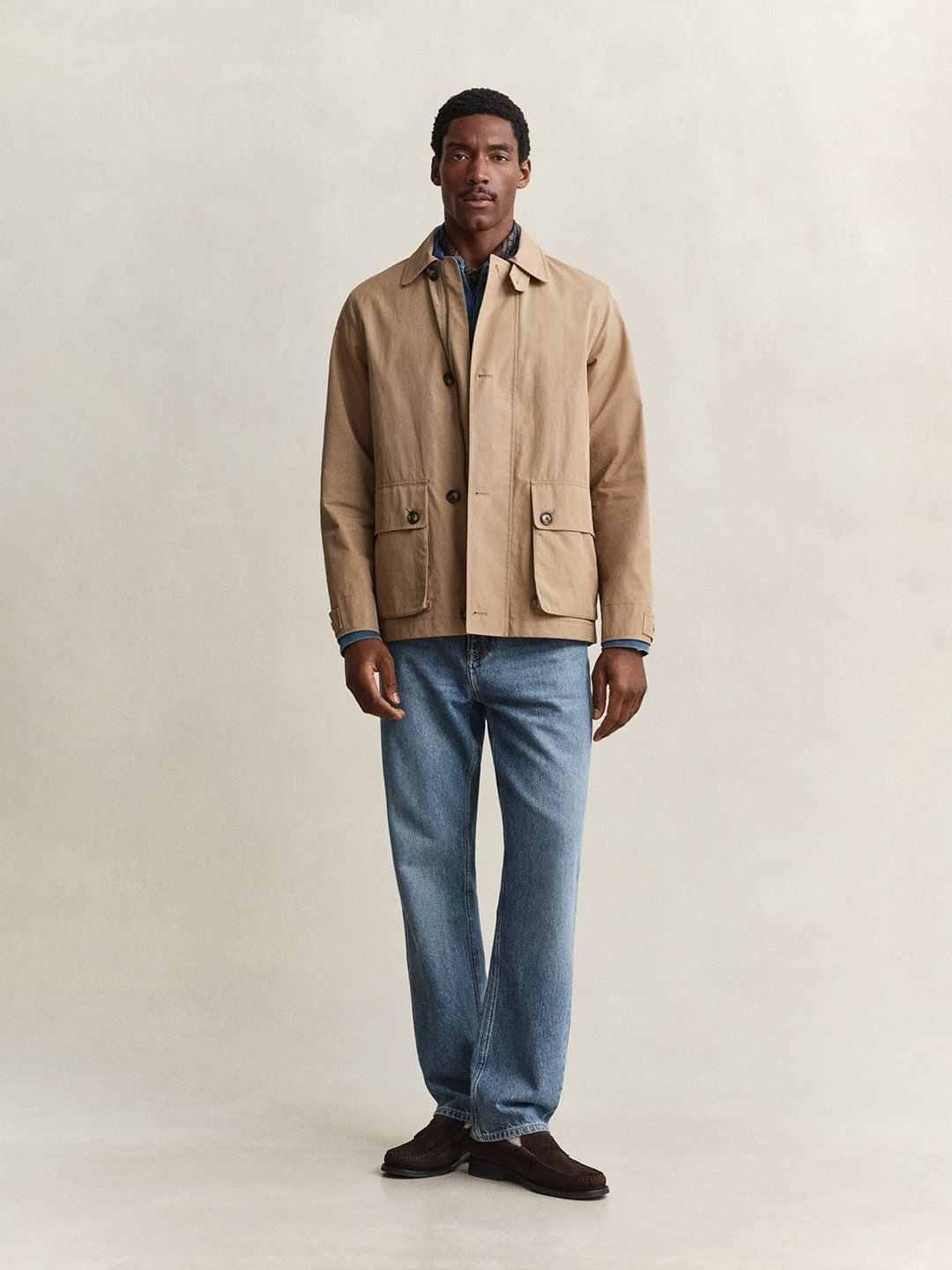 GANT Men Beige Solid Regular Fit Jacket