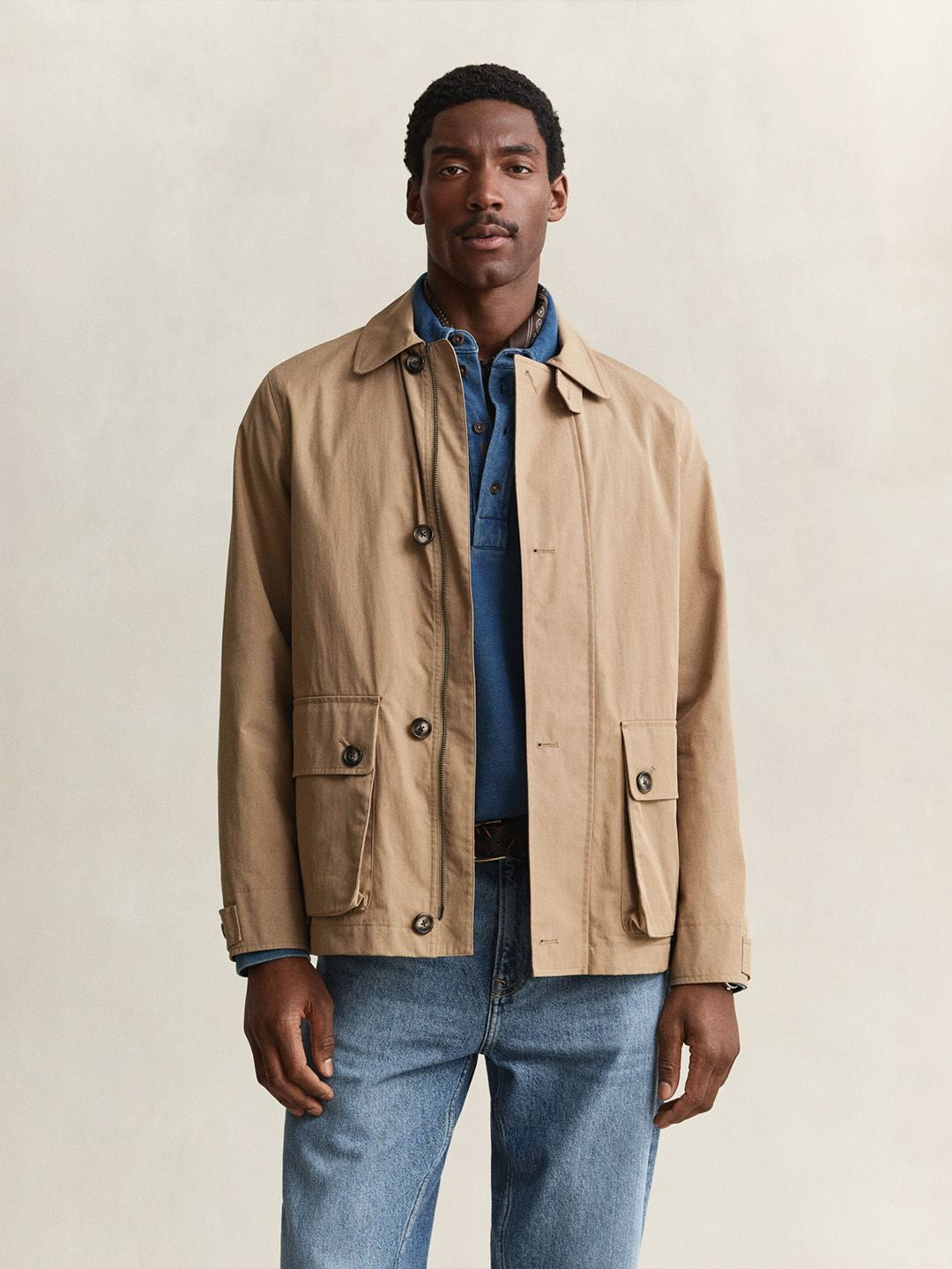 GANT Men Beige Solid Regular Fit Jacket