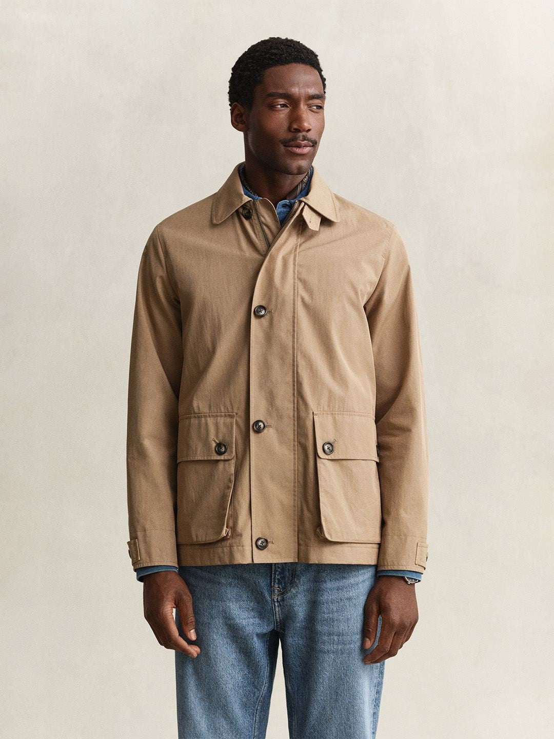GANT Men Beige Solid Regular Fit Jacket