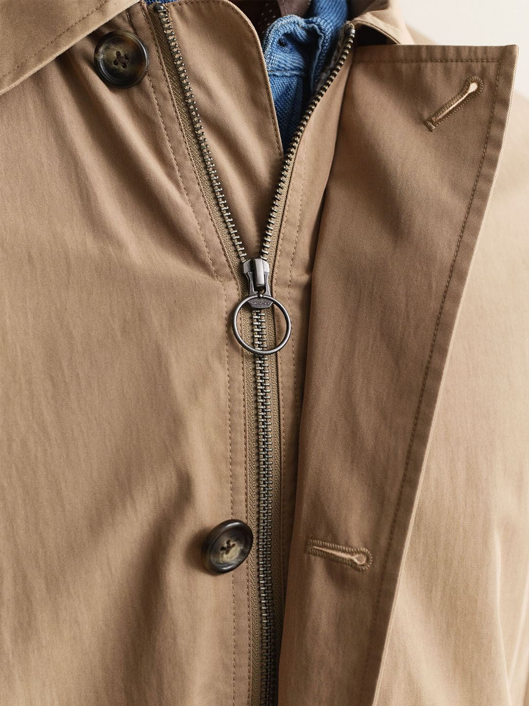 GANT Men Beige Solid Regular Fit Jacket