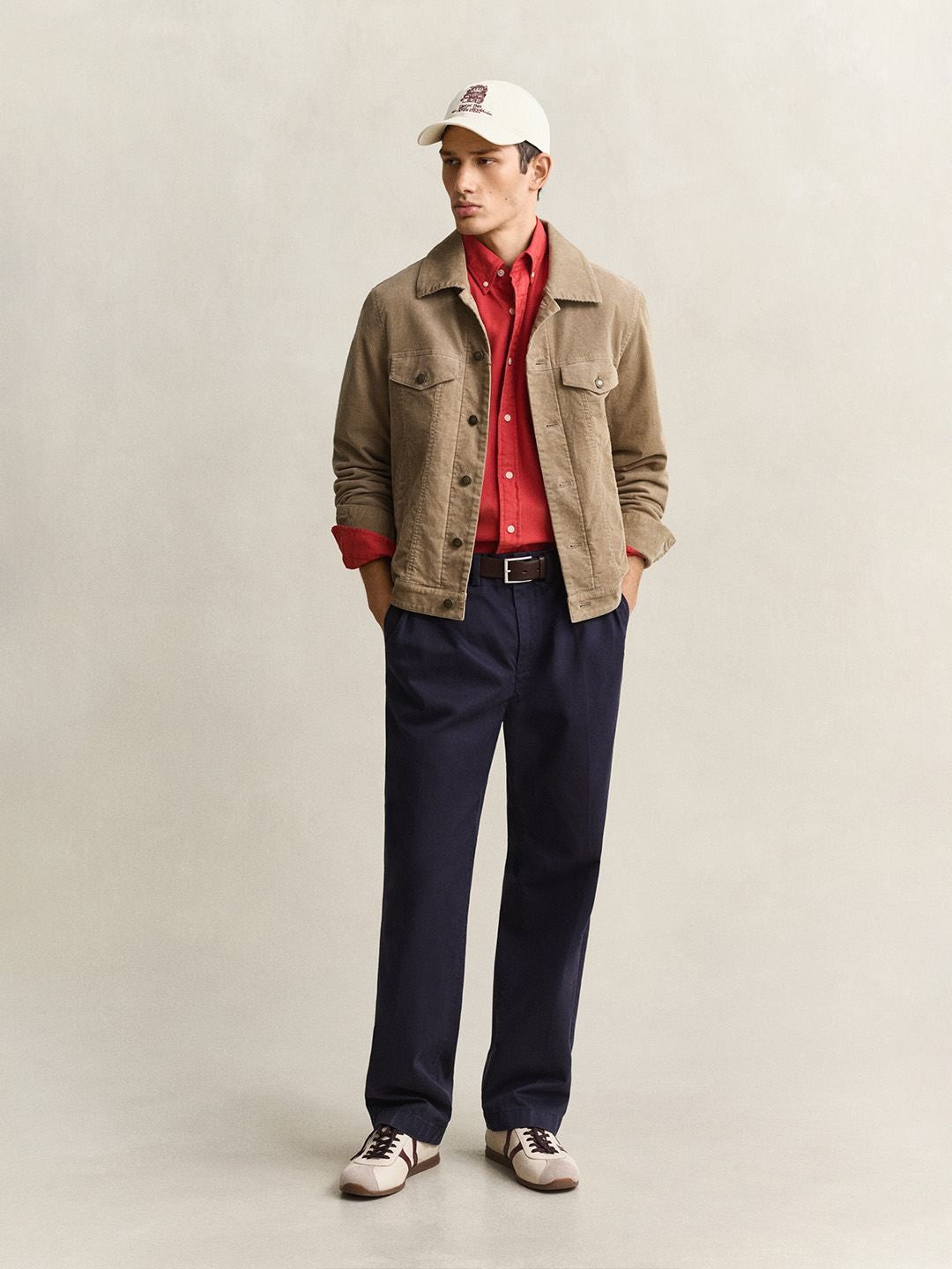 GANT Men Beige Solid Regular Fit Corduroy Jacket