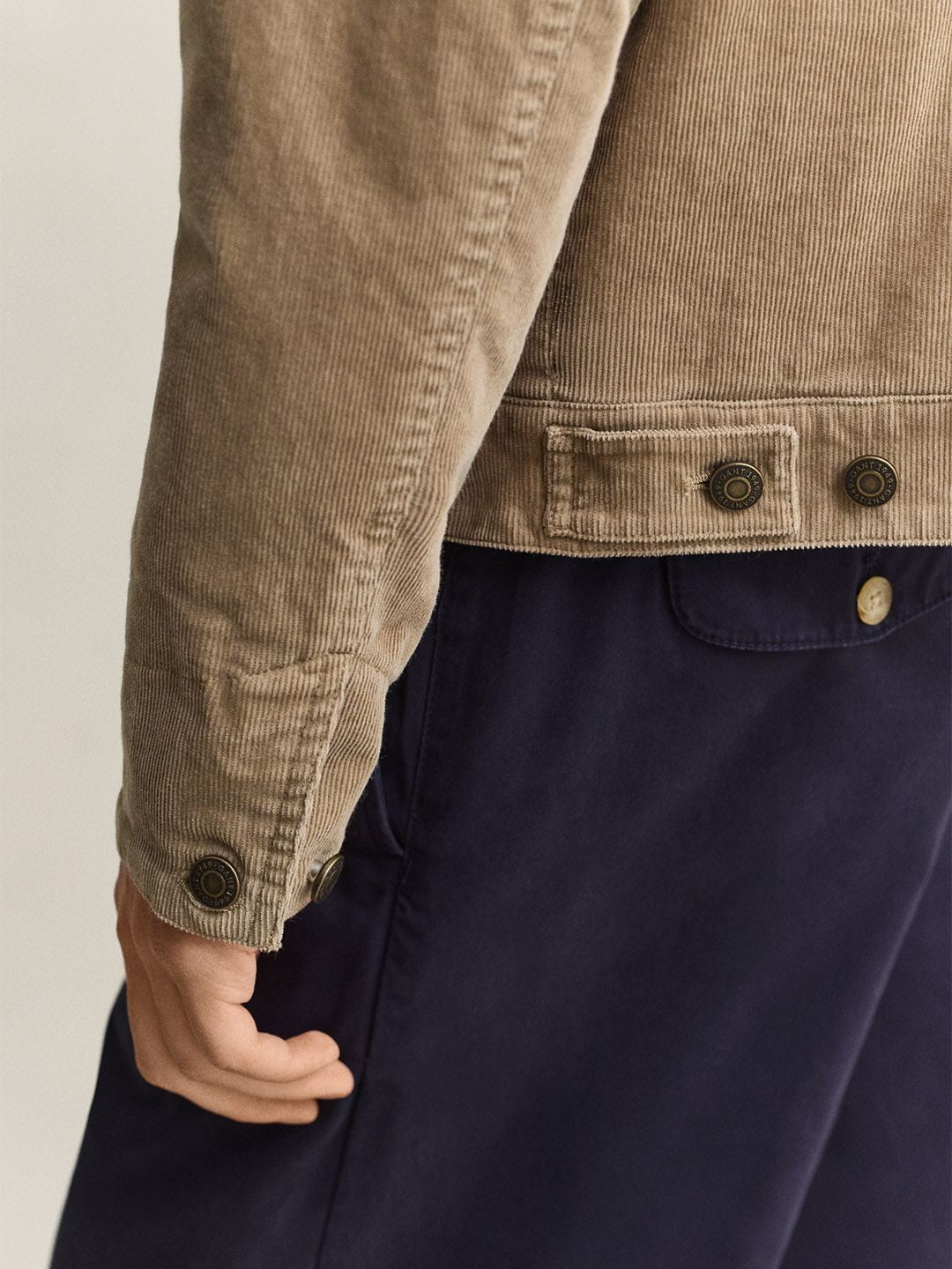 GANT Men Beige Solid Regular Fit Corduroy Jacket