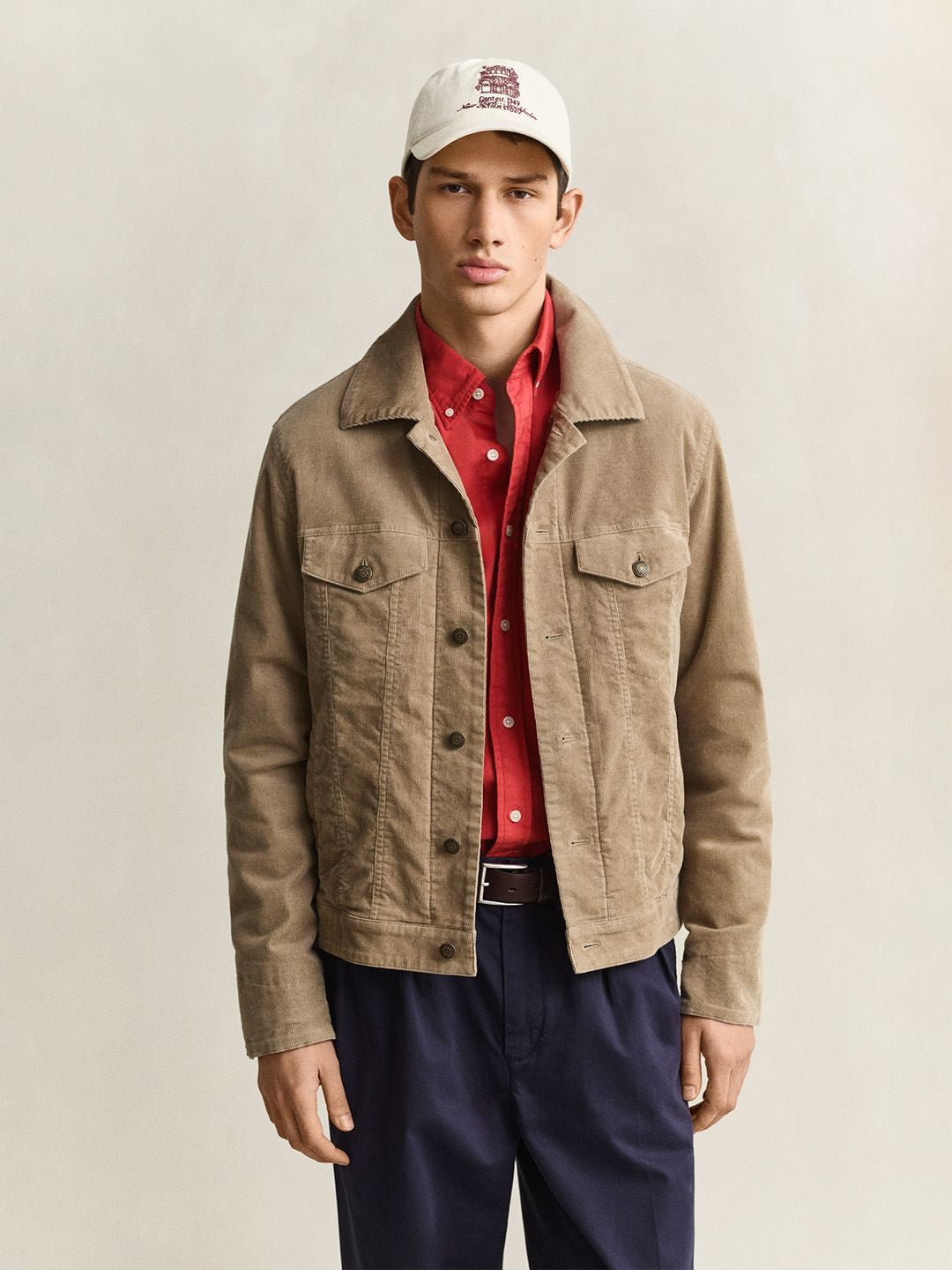 GANT Men Beige Solid Regular Fit Corduroy Jacket
