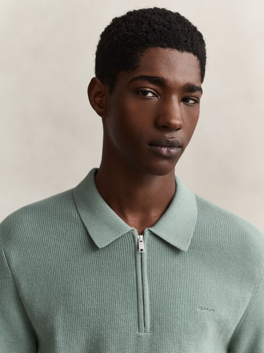 Gant Men Green Solid Regular Fit Polo Sweater