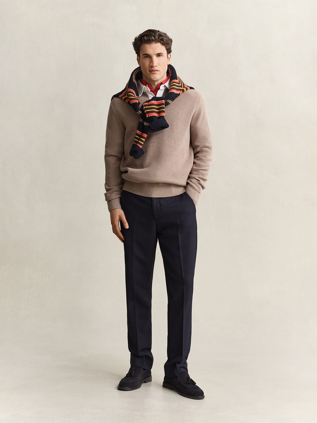 Gant Men Beige Solid Regular Fit Sweater