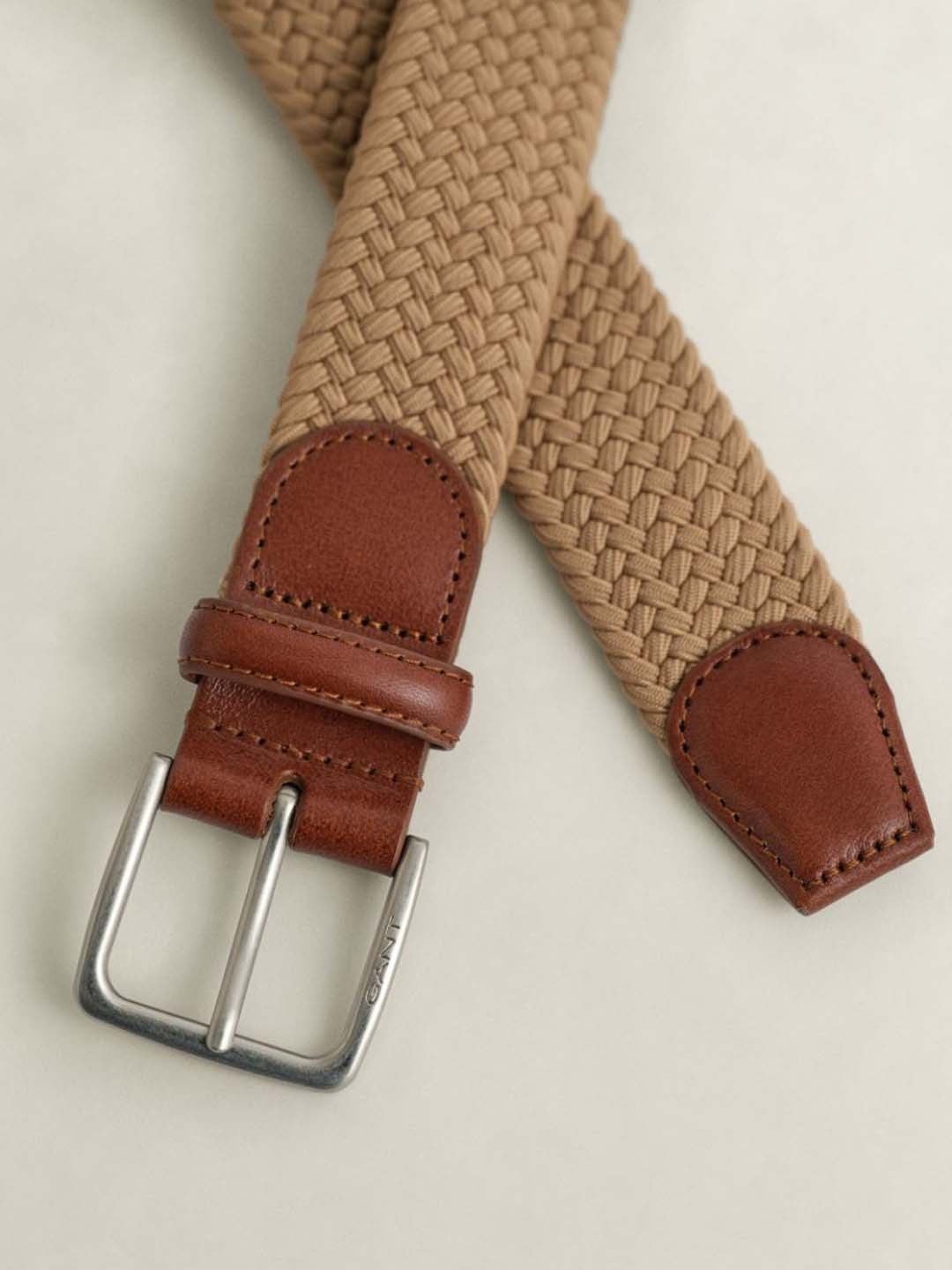 Gant Men Beige Braided Elastic Belt