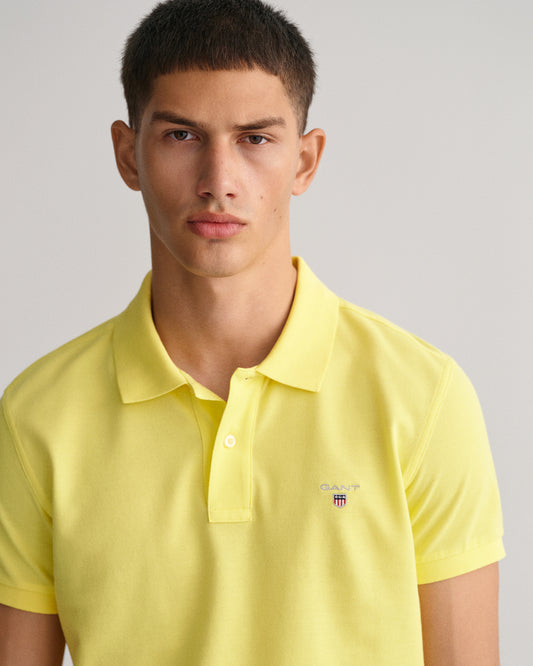 Gant Yellow Original Slim Fit Pique Polo T-Shirt