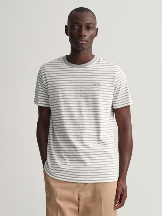 Gant Grey Striped Regular Fit T-Shirt