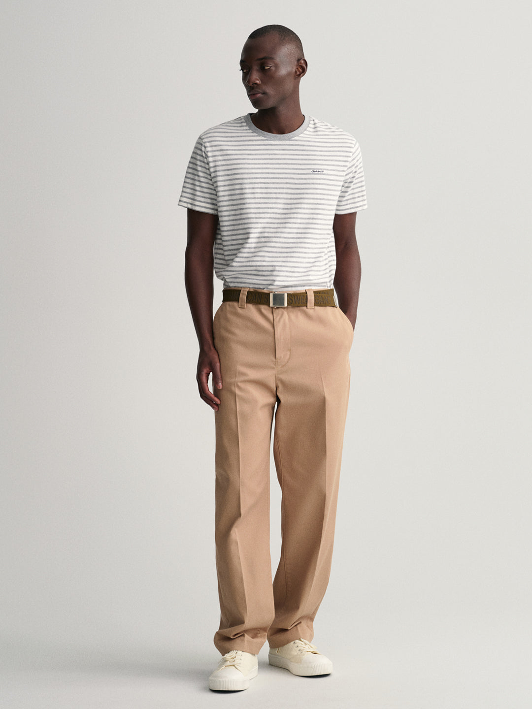 Gant Grey Striped Regular Fit T-Shirt